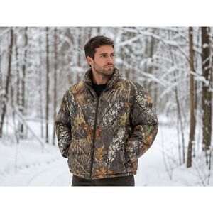 Mossy Oak Jacket Adult XL Brown Workwear Goose Down Puffer Camo Hunting Men